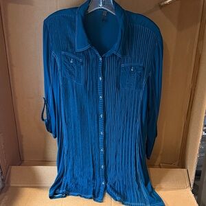 XCVI Teal Button-Down Shirt